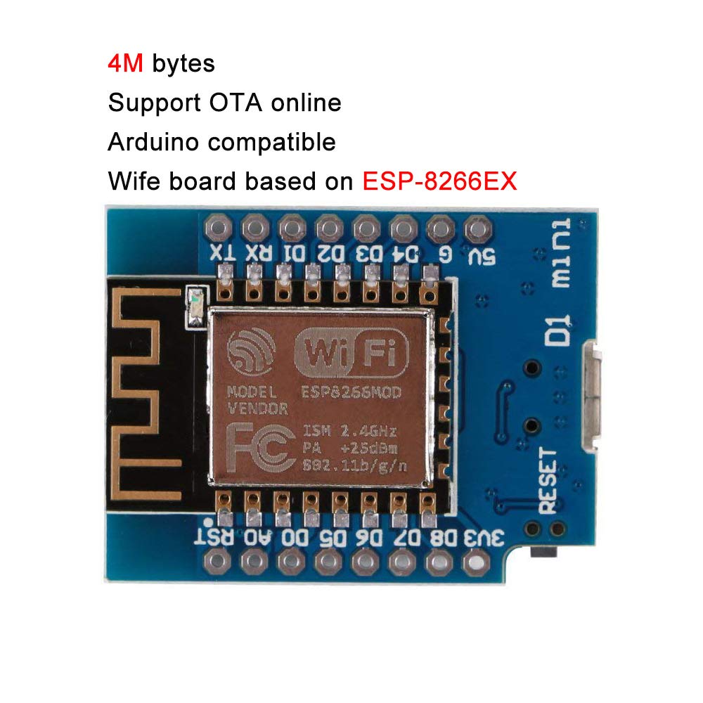 MakerFocus 2pcs D1 Mini NodeMCU 4M Bytes Lua WiFi Development Board Base on  ESP8266 ESP-12F N Compatible NodeMcu Ar duino